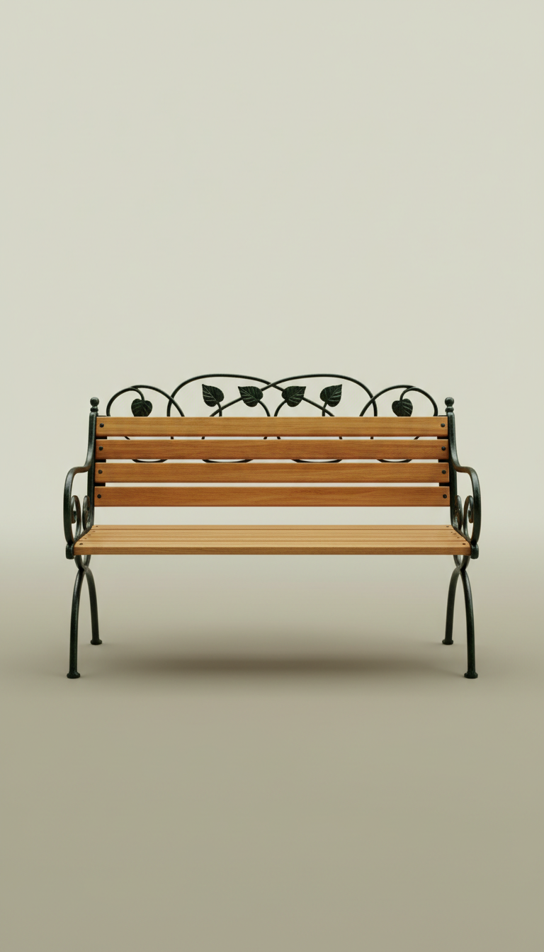 Banc de jardin fer forgé et chêne